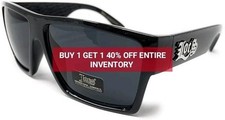 LOCS Black Sunglasses  Authentic Gangster FLAT TOP Cholo Maddogger Shades