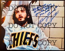 Yvon Barrette Signed Charlestown Chiefs Slap Shot Hockey 11x14 Denis Lemieux #1