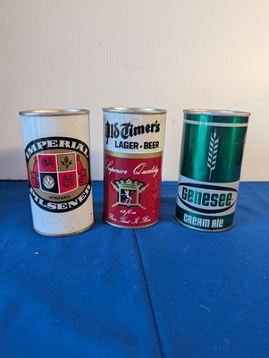 Vintage Flat Top Beer 3 Can Lot   Genesee Cream Ale Old Timer s Imperial 