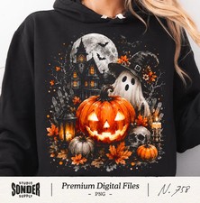 Cute Ghost Pumpkin Vintage Halloween Hoodie Spooky Fall Apparel