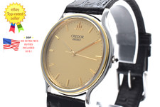 Near MINT Seiko Credor 8J81-6B00 18KT Quartz Gold Dial Men's Watch JAPAN