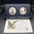 2012 AMERICAN EAGLE (2) SILVER REVERSE & SILVER PROOF San Francisco MINT OGP