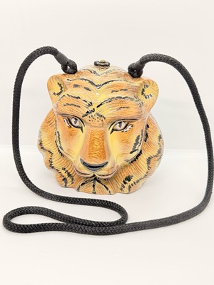 TIMMY WOODS DESIGNER 3D HOLZ TASCHE HANDTASCHE TIGER SELTEN TOP Zustand