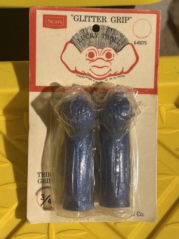 RARE VINTAGE 60s DAM TROLL BIKE TRIKE/BICYCLE BLUE GLITTER GRIPS SEARS NOS