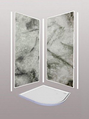 Italienische Marmor Duschwandpaneele Set - 1000 mm x 2,4 m x 10 mm (3-seitige Kabine)