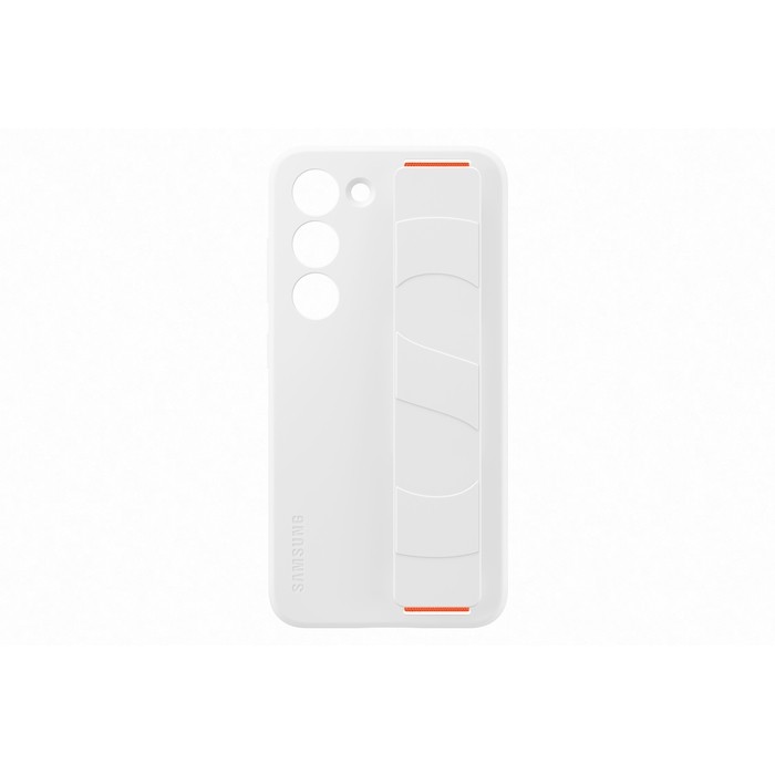 Coque silicone Samsung S23 blanche avec lanière de maintien intégrée