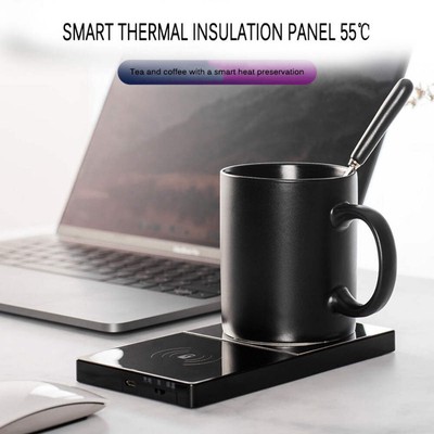 2 In 1 Heating Mug Cup Warmer Electric Wireless Charger For Home Office Coffee M