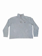 Vintage Polo Ralph Lauren 1/4 Zip Sweater Pullover Light Blue Mens Size XL