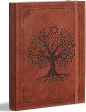 Brown Tree A5 Lined Leather Journal Notebook for Men Women, 5.9" X 8.5"