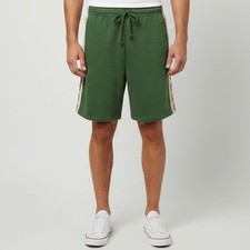 Gucci Green Monogram Striped Jersey Shorts S
