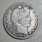 1909D Barber Quarter 25 cent US America Eagle Good