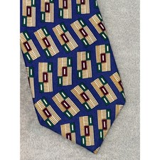 Jos A Bank Executive Collection Silk Tie Navy Blue Geometric Mens Necktie