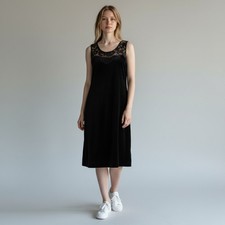 Vintage Signature By Robbie Bee Women's Black Velvet Dress Lace Top Size Large