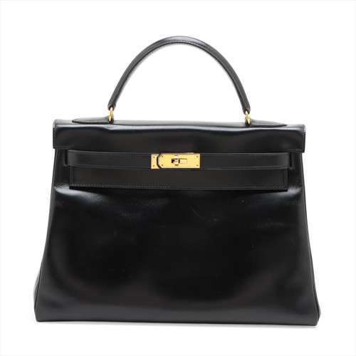 Hermès Kelly 32 Le Tournay Box calf Black Gold Metal Fittings R:1988