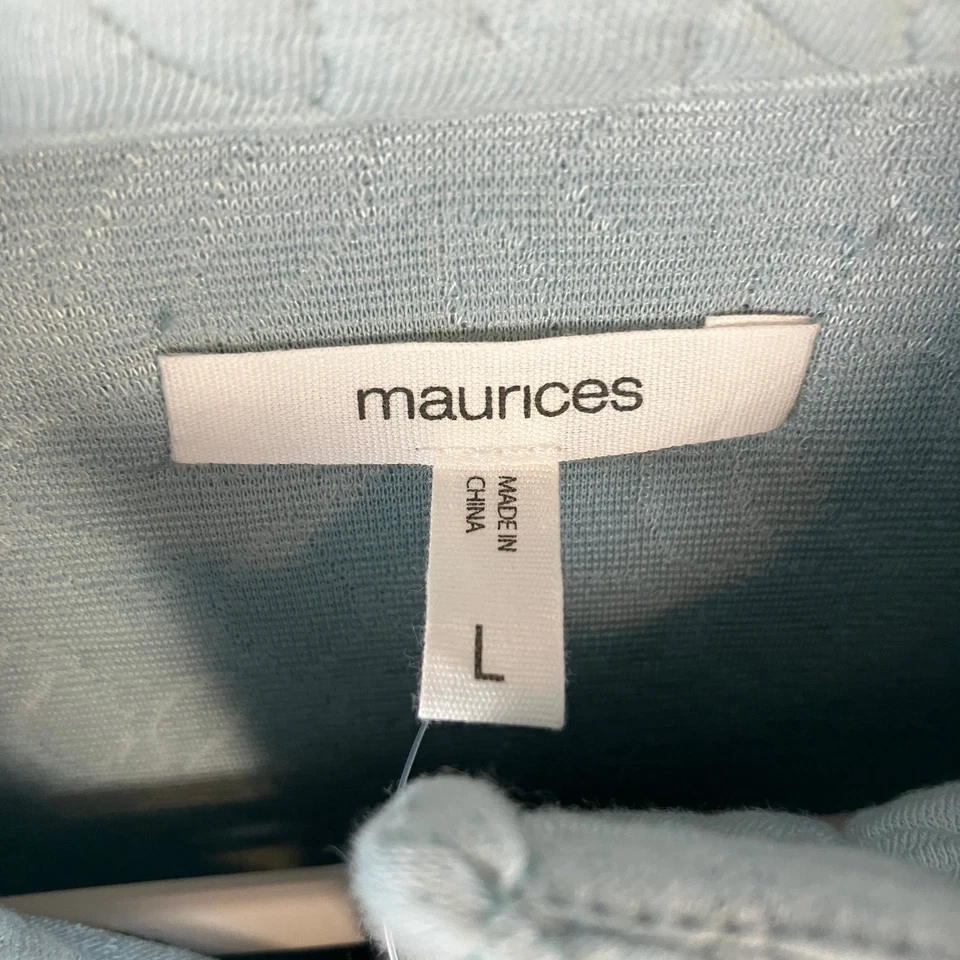 Maurices Women's Floral Quilted Snap Button Jacket Size L Light Blue NWT - Image 3 of 4