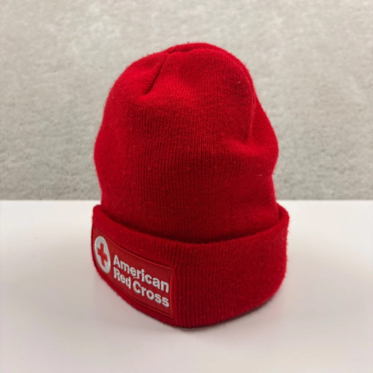 30's U.S. ARMY RED CROSS KNIT CAP バラクラバ American Red Cross Beanie Adult OSFA One Size Red Flip Cuff Ribbed