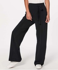 Lululemon Women  s Noir Pants Black Business Wide Leg Belted Size 10