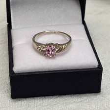 Size 8 Vintage Sterling Silver Pink and Clear CZ  s Ring