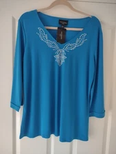 Antthony Studio Blue Top With Sparkles..Size L