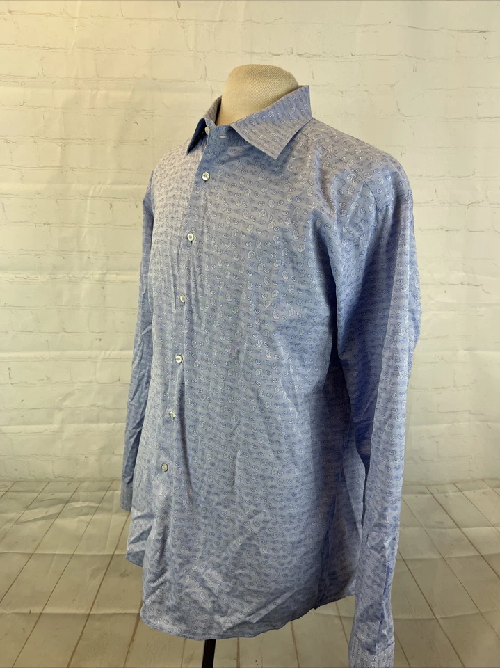 Etro Men's Blue Paisley Dress Shirt SIZE 46 $495 - Image 3 of 4