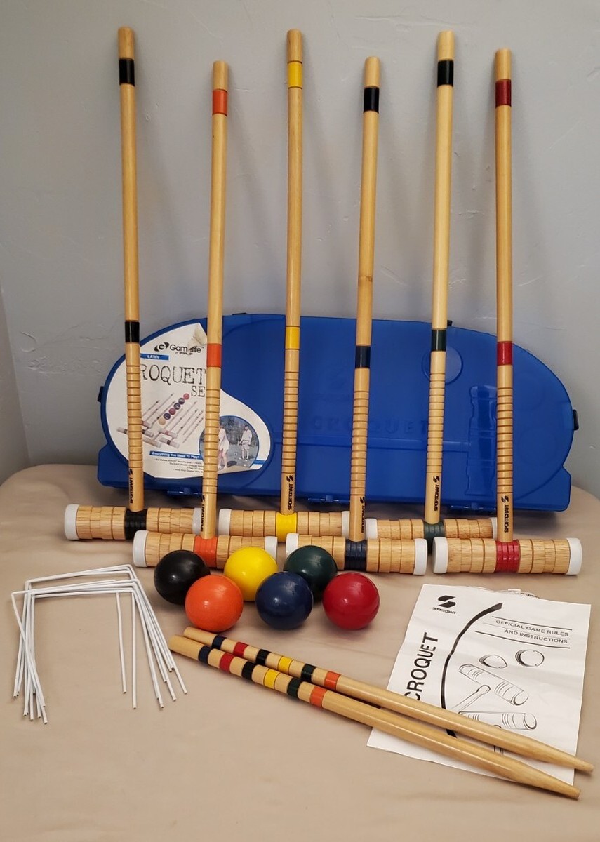 Sportscraft Lawn Croquet Set w/ Blue Hard Storage Case #02045