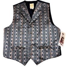 Wah Maker Frontier Clothing Gambler Saloon Cowboy Vest Arrow Head Pattern NWT