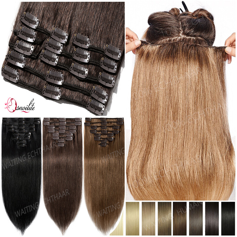 Virgin clip on Hair extensions 100 gram sets! Amazon.com : Tebelove Clip in Hair Extensions Real Human  main image 2