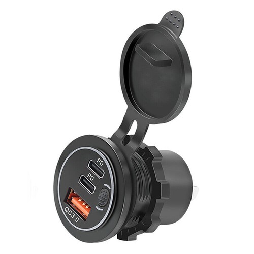 Dual USB PD Type-C QC 3.0 Fast Car Charger Power Outlet Socket Adapter 12V 24V - Picture 8 of 15