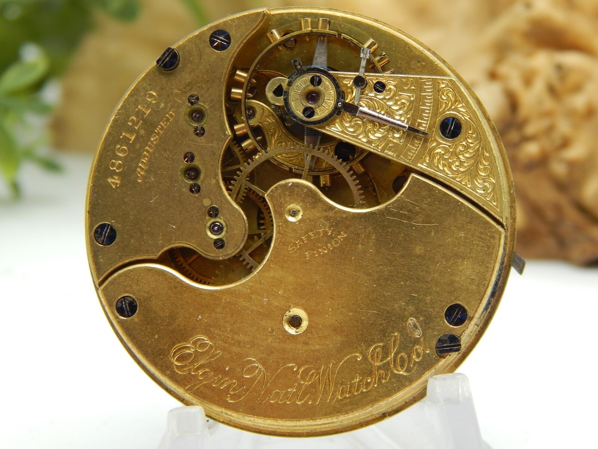 Antique Pocket watch movement Elgin Grade 107 16 size m5 15 jewel circa 1893