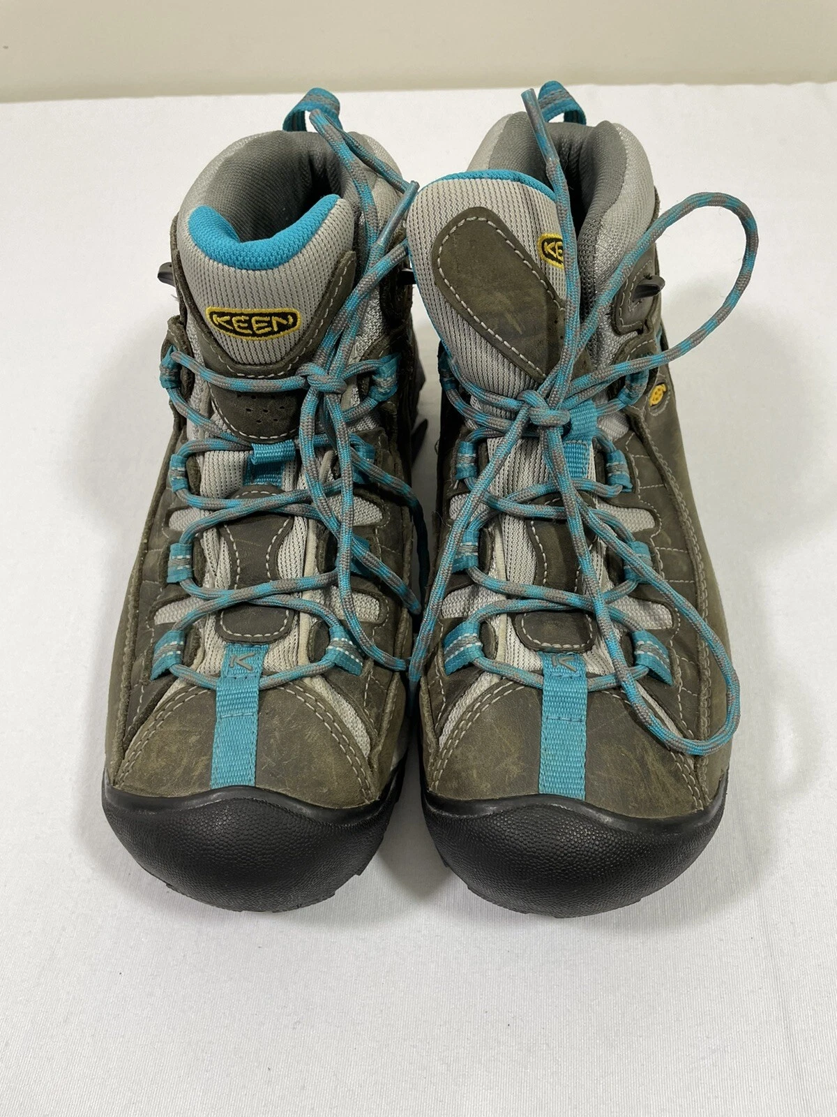 Keen Targhee II Hiking Boots Womens Size 9 Brown Taupe Teal Outdoorsy Camping.