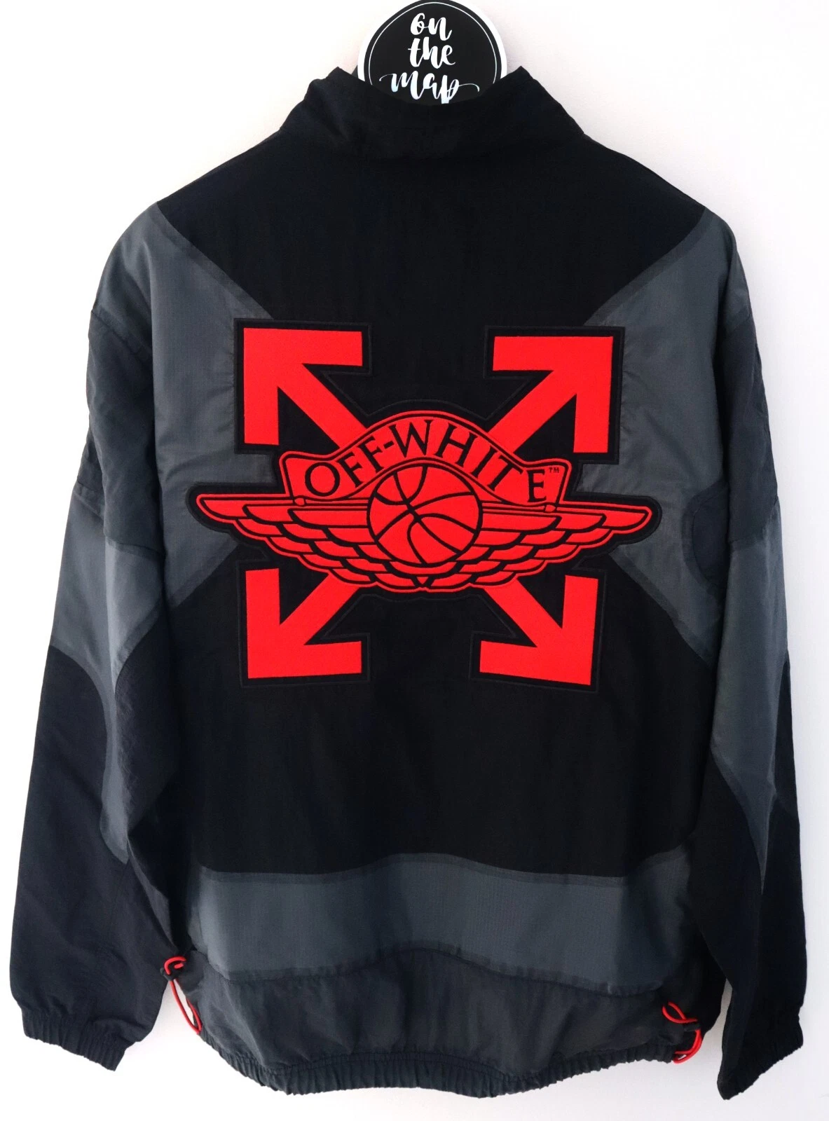 Jordan x Off White Woven Jacket Chicago Black Red Grey Size M L XL XXL New