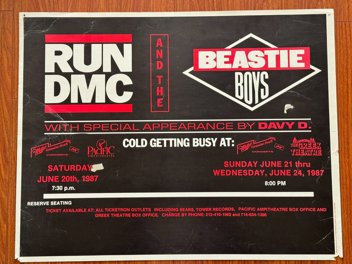 1987 Run DMC and the Beastie Boys Concert Poster 22x28 Original