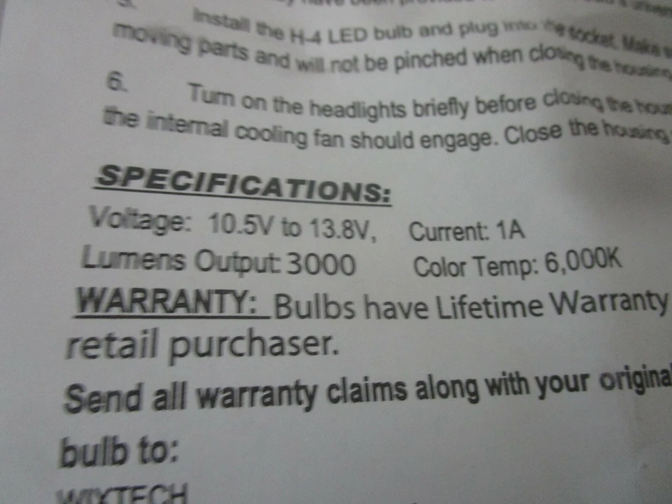 Wixtech Superspots LED H4 Upgrade Bulb 3000 Lumens - Image 4 of 4
