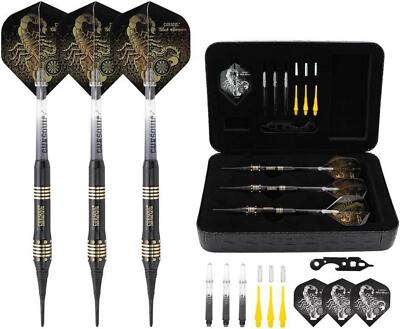 CUESOUL Black Scorpion Deluxe Soft Dart Set 16g Luxury Case Flight Saver