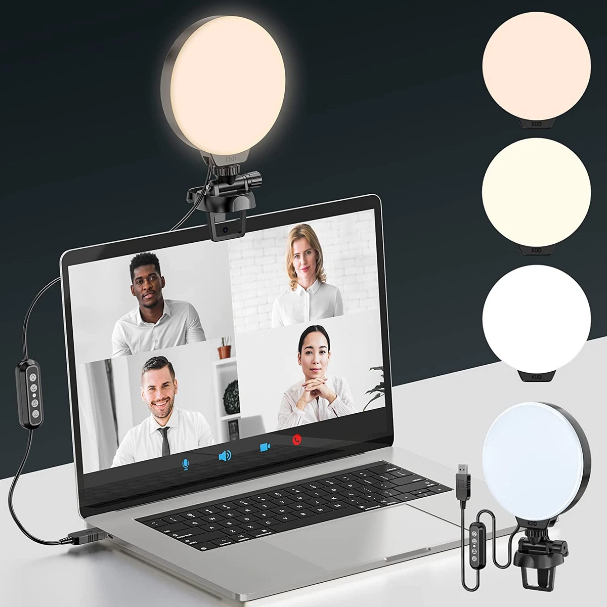 Ring Light for Computer Laptop,Video Conference Lighting kit for Zoom  Meetings,5 Small Led Selfie Light Portable Ring Light with Stand,Cell  Phone