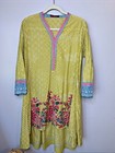 Khaadi Pret Floral Embroidered Yellow Multicolor Tunic Top Kurta Size 16 — photo 1