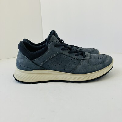 ECCO Exostride Men s Sz 7 Blue Nubuck Leather Walking Shoes Sneakers *read*