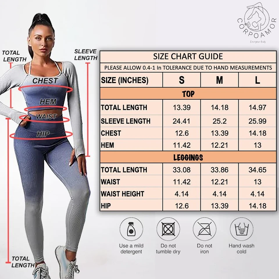 Women's Fitness Gym Outfit Yoga Crop Top & High Waisted Leggings Ombre 2 PC Set - Image 2 of 4