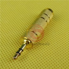 1PCS Gold 3.5mm Stereo male plug to 6.35mm Stereo Female jack adapter NEW