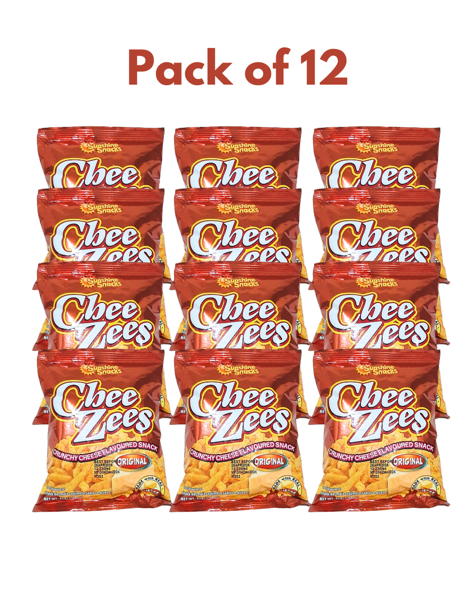 【CHEE'S】 Chee Zees Jamaican Cheese Snacks - 12 Pack | Crispy & Cheesy Snack