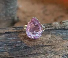 Rose Quartz Ring Gemstone Ring Pink Statement Sterling Silver Ring All Size C635