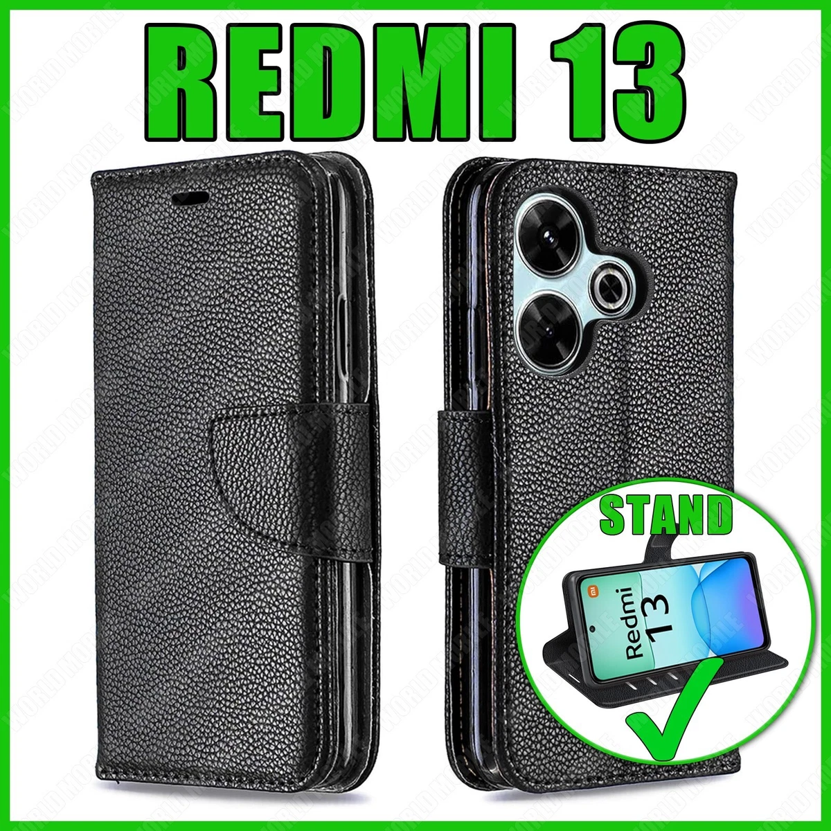 UITUIM Cover per Xiaomi Redmi 15C 5G/4G Custodia con 2 Vetro Temperato Pellicola a Libro Portafoglio Libretto in Pelle Porta Carte Protettiva Flip Case,Blu
