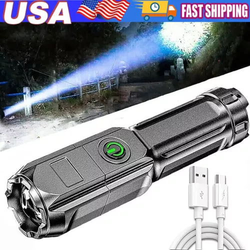 1500000LM LED Flashlight High Lumens Tactical Flash Light USB Rechargeable Torch