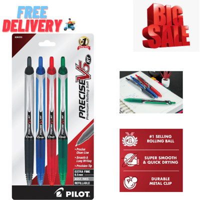 PILOT Precise V5 RT Refillable & Retractable Liquid Ink Rolling Ball Pens, Extra