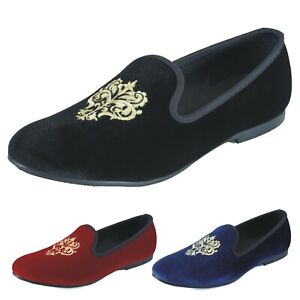 Men Velvet Loafers Handmade Flats Shoes with Gold Plate 13 