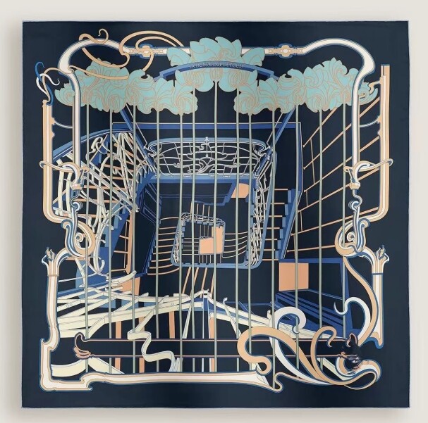 New Spring 2025 Boutique 18Momme Twill Silk Curled Printed Square Scarf 35'@5