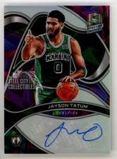 Jayson Tatum 2021-22 Panini Spectra Marble Autograph Card #S-JYT 4/5