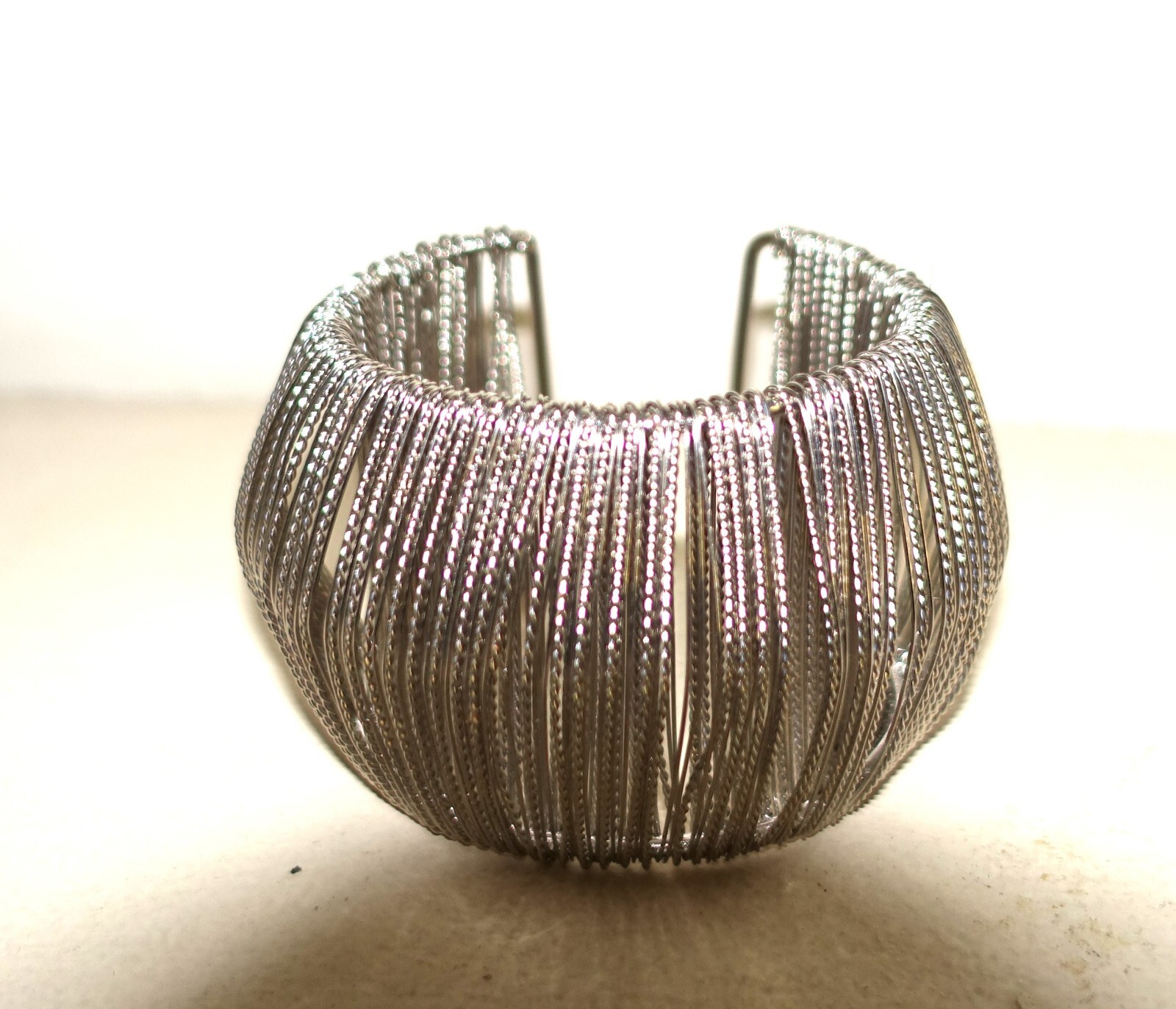 Silver tone Multiple String Cuff Bracelet - image 4