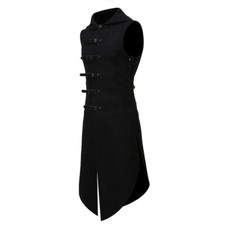 Mens Waistcoat Gothic Black Sleeveless Vest Pu Leather Buckle Strap Nightclub