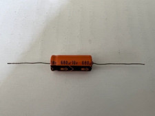 680uf 16V AXIAL  ALUMINIUM CAPACITORS PICTURES = STOCK 32x18mm Orange Body x10pc
